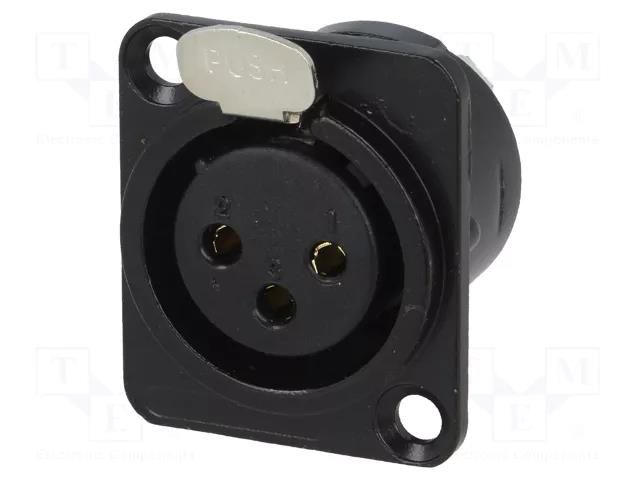 Connector: XLR; socket; female; PIN: 3; soldering; black; metal CLIFF FC61900