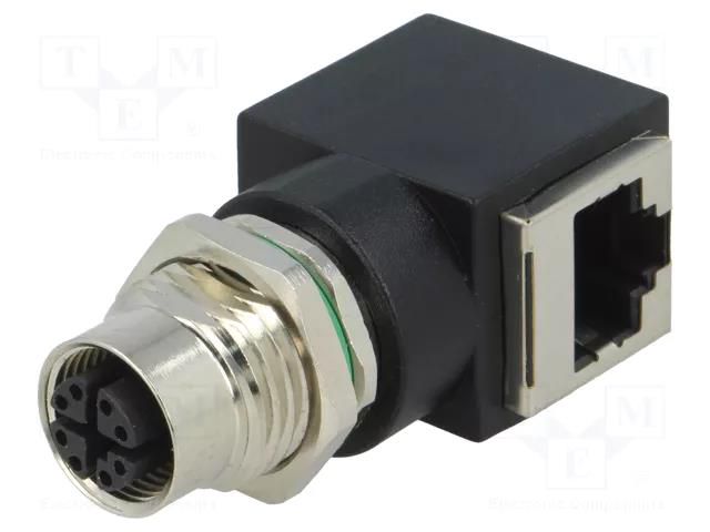 Adapter; M12 female,RJ45 socket; X code-ProfiNET; PIN: 8 BULGIN MBNI12RAF08XRJM16