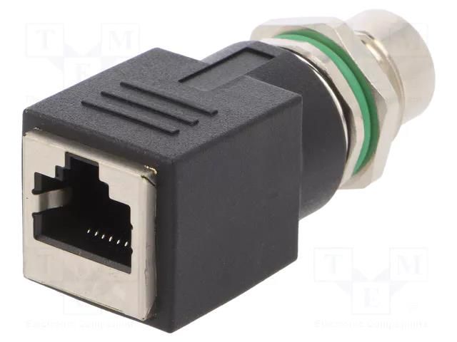 Adapter; M12 female,RJ45 socket; X code-ProfiNET; PIN: 8 BULGIN MBNI12RPM08XRJM16