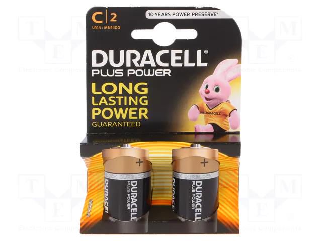 Battery: alkaline; C; 1.5V; non-rechargeable; 2pcs; Plus DURACELL BAT-LR14/DR-PLUSB2