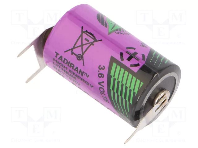Battery: lithium (LTC); 1/2AA; 3.6V; 900mAh; Ø14.7x25.2mm TADIRAN SL-550/PT