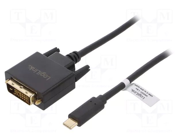Adapter; DVI-D (24+1) plug,USB C plug; 1.8m; black LOGILINK UA0331