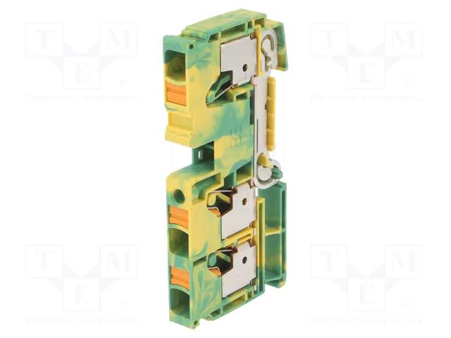 Splice terminal: rail; spring clamp; yellow-green; wemid; 10mm2 WEIDMÜLLER A3C10PE