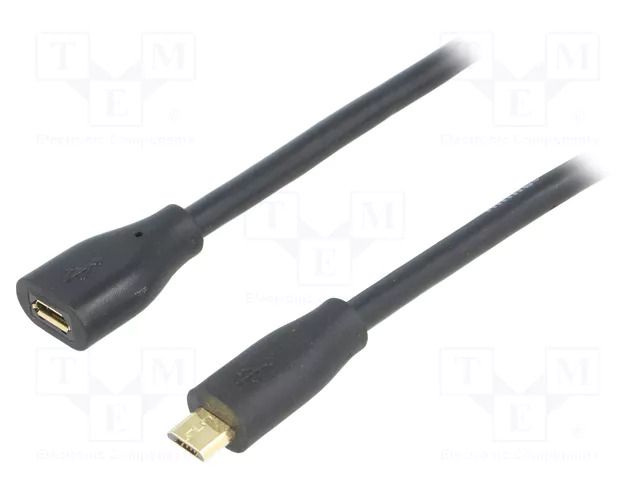 Cable; USB 2.0; USB B micro socket,USB B micro plug; 1m; black LOGILINK CU0121