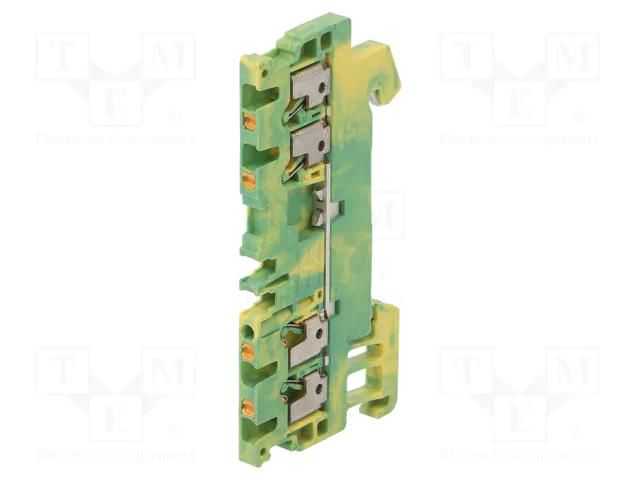 Splice terminal: rail; 1.5mm2; ways: 1; terminals: 4; yellow-green WEIDMÜLLER A4C1.5PE