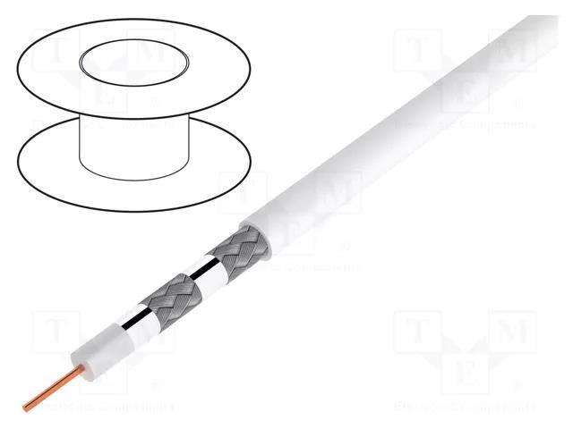 Wire: coaxial; wire; CCS; PVC; white; 500m; Øcable: 7mm Goobay COAX-CCS-500