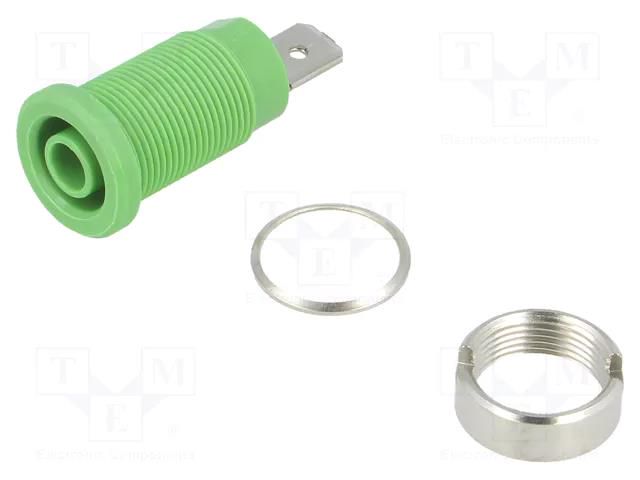 Connector: 4mm banana; socket; 24A; green; nickel plated; 34mm SCHÜTZINGER SEB7080NI-GN