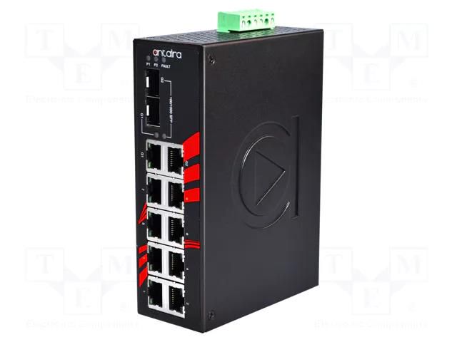 Switch Ethernet; unmanaged; Number of ports: 10; 12÷48VDC; RJ45 ANTAIRA LNX-1002C-SFP