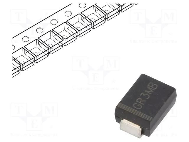 Diode: rectifying; SMD; 1kV; 3A; 500ns; SMB; Ufmax: 1.3V; Ifsm: 100A YANGJIE TECHNOLOGY GR3MB-F1-YAN
