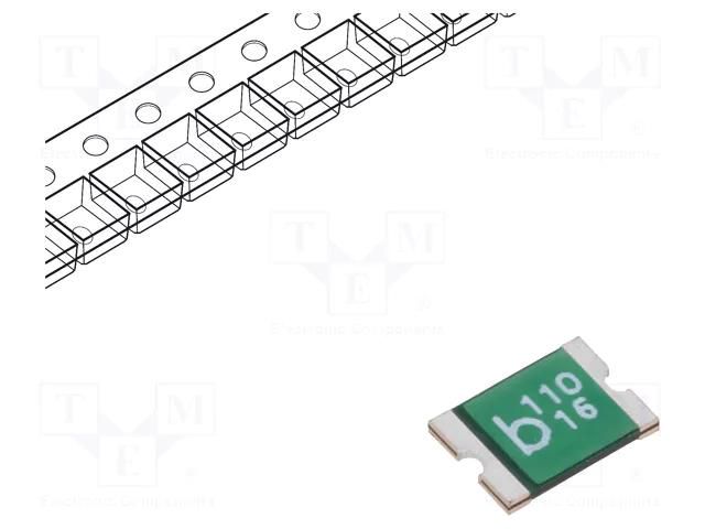 Fuse: PTC polymer; 1.1A; Imax: 100A; SMD; 0ZCG; 1812 BEL FUSE 0ZCG0110AF2C