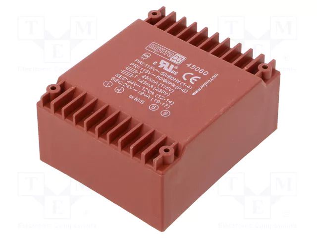 Transformer: encapsulated; 24VA; 115VAC,230VAC; 24V; 24V; 500mA MYRRA MYRRA-45060