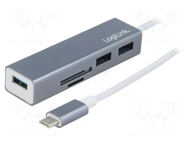 Hub USB; microSD,SD,USB A socket,USB C plug; USB 3.1; 5Gbps LOGILINK UA0305