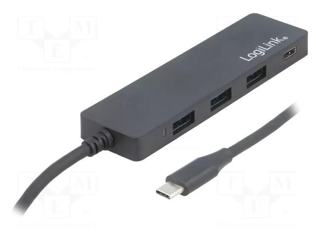 Hub USB; USB A socket x3,USB C socket,USB C plug; USB 3.0; PnP LOGILINK UA0311