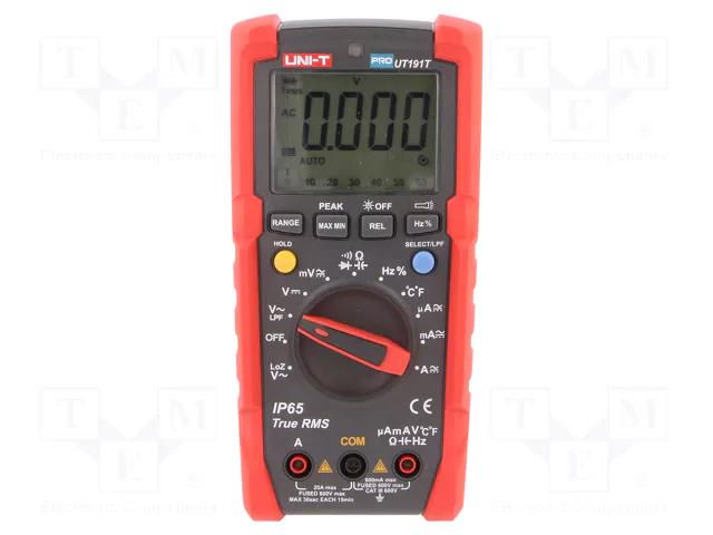Digital multimeter; LCD; (5999); VDC: 600mV,6V,60V,600V; True RMS UNI-T UT191T