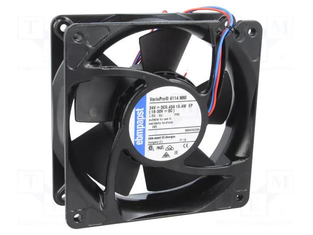 Fan: DC; axial; 24VDC; 119x119x38mm; 235.2m3/h; 57dBA; ball; 4400rpm EBM-PAPST 4114NHU-295