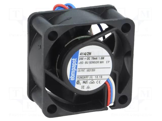 Fan: DC; axial; 24VDC; 40x40x20mm; 13m3/h; 29dBA; slide; 8100rpm EBM-PAPST 414/2H