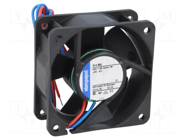 Fan: DC; axial; 24VDC; 60x60x25mm; 21m3/h; 16dBA; slide; 2500rpm EBM-PAPST 614NGL