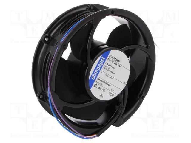 Fan: DC; axial; 24VDC; Ø172x51mm; 702m3/h; 69dBA; ball; 7000rpm EBM-PAPST 6314/2TDHHP