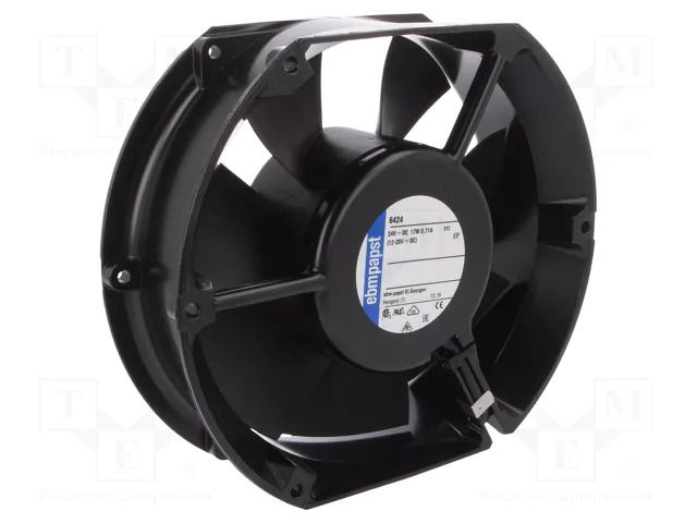 Fan: DC; axial; 24VDC; 172x150x51mm; 405m3/h; 57dBA; ball; 3400rpm EBM-PAPST 6424