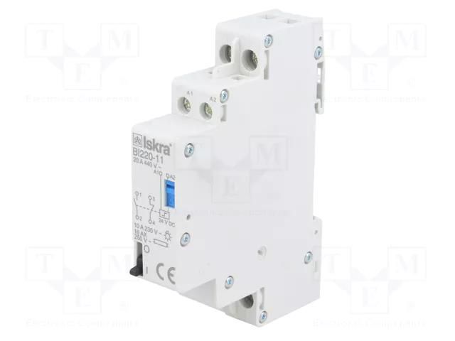 Relay: installation; bistable,impulse; NC + NO; Ucoil: 24VDC; BI ISKRA BI220-11/24VDC
