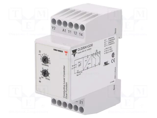 Level monitoring relay; conductive fluid level; 230VAC; CL; SPDT CARLO GAVAZZI CLD2EA1C230