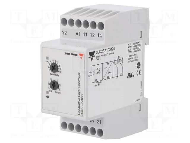 Level monitoring relay; conductive fluid level; 24VAC; 24VDC CARLO GAVAZZI CLD2EA1CM24