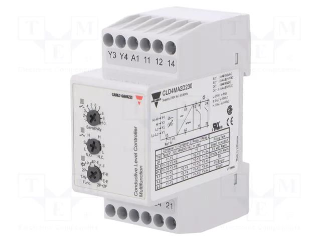 Level monitoring relay; conductive fluid level; 230VAC; CL; SPDT CARLO GAVAZZI CLD4MA2D230