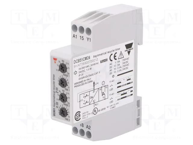 Timer; 0,1s÷100h; SPDT; 250VAC/5A,24VDC/5A; Usup: 24÷240VAC; IP20 CARLO GAVAZZI DCB51CM24