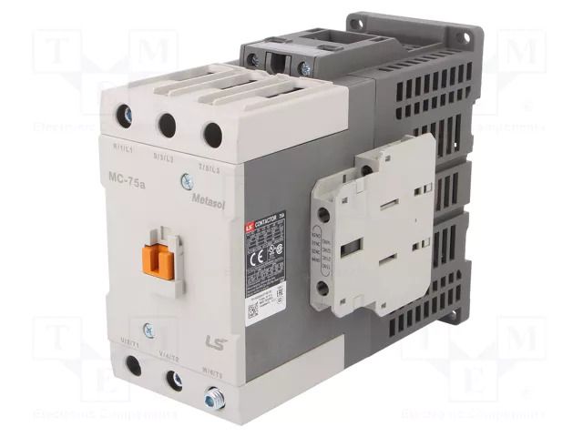 Contactor: 3-pole; NO x3; Auxiliary contacts: NO + NC; 24VDC; 75A LS ELECTRIC MC-75A-24VDC