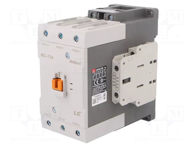 Contactor: 3-pole; NO x3; Auxiliary contacts: NO + NC; 230VAC; 75A LS ELECTRIC MC-75A-230VAC