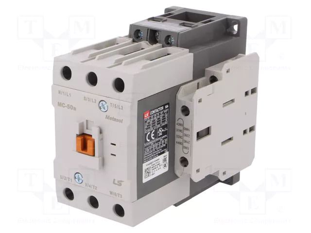 Contactor: 3-pole; NO x3; Auxiliary contacts: NO + NC; 230VAC; 50A LS ELECTRIC MC-50A-230VAC