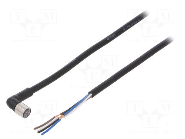 Cable: for sensors/automation; M8; PIN: 4; angled; Len: 10m; plug; 1A OMRON XS3FM8PVC4A10M