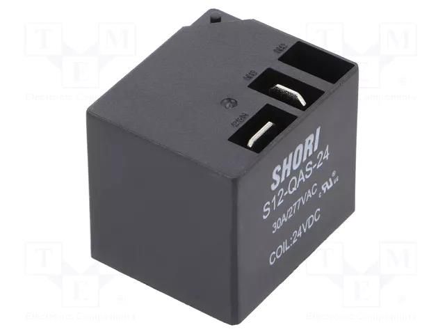 Relay: electromagnetic; SPST-NO; Ucoil: 24VDC; Icontacts max: 30A SHORI ELECTRIC S12-QAS-24