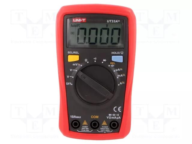 Digital multimeter; LCD; VDC: 200mV,2V,20V,200V,600V; VAC: 600V UNI-T UT33A+