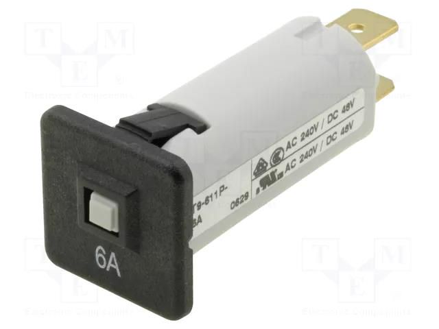 Circuit breaker; 240VAC; 48VDC; 6A; SPST; Poles: 1; T9-311-611; MCB SCHURTER T9-611P-6A