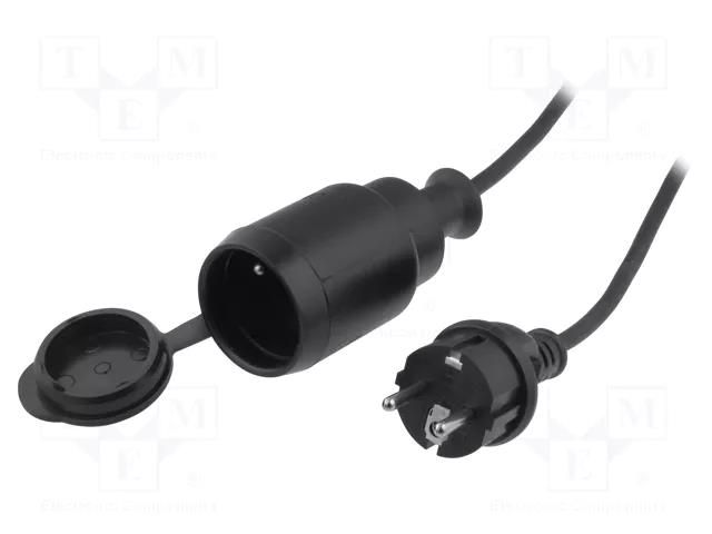 Extension lead; 3x1.5mm2; Sockets: 1; rubber; black; 20m; 10A JONEX PS-170G/IP44-20