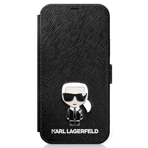 Karl Lagerfeld KLFLBKP12SIKMSBK iPhone 12 mini 5,4" czarny/black book Saffiano Ikonik Metal, Karl Lagerfeld 3700740492154 3700740492154