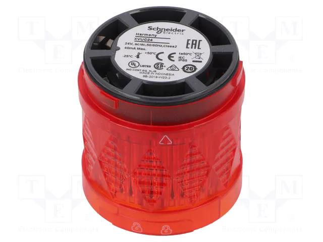 Module: light signaller; red; LED; 24VDC; 24VAC; IP65; Ø60mm SCHNEIDER ELECTRIC XVUC24