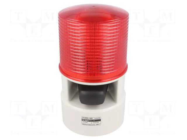 Signaller: lighting-sound; 24VDC; LED; red; IP54; Ø119x215mm; 105dB QLIGHT S125DL-WS-24-R