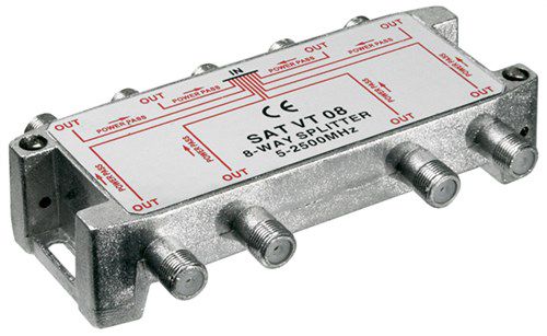 SAT Distributor, 8-way, 8 ports, silver - for satellite systems 5 MHz - 2400 MHz 67005