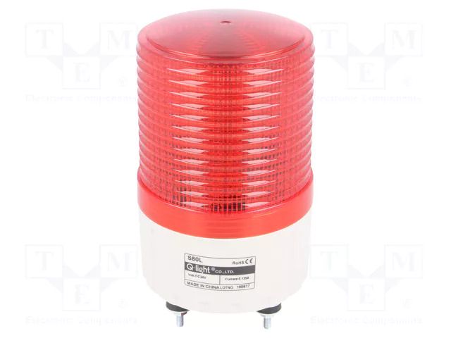 Signaller: lighting; continuous light,blinking light; red; S80 QLIGHT S80L-24-R