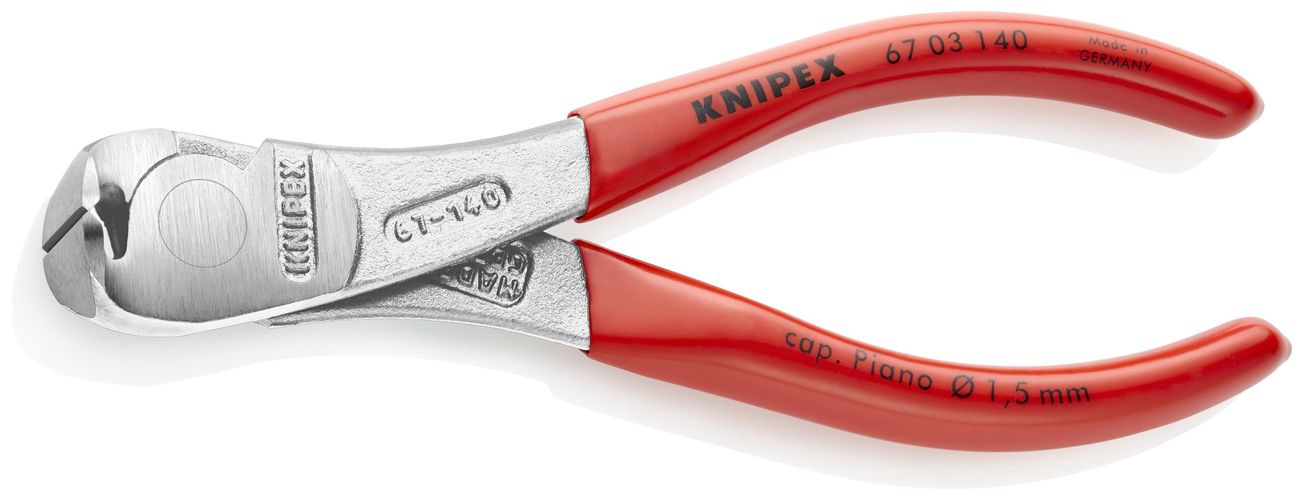 KNIPEX 67 03 140 High Leverage End Cutting Nipper plastic coated chrome-plated 145 mm 67 03 140 4003773090007