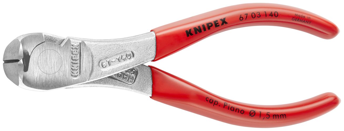 KNIPEX 67 03 140 High Leverage End Cutting Nipper with plastic coating chrome-plated 145 mm 67 03 140 4003773090007