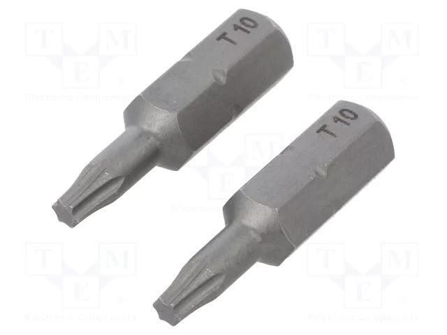 Screwdriver bit; Torx®; TX10; Overall len: 25mm; 2pcs; STANDARD WIHA WIHA.08421