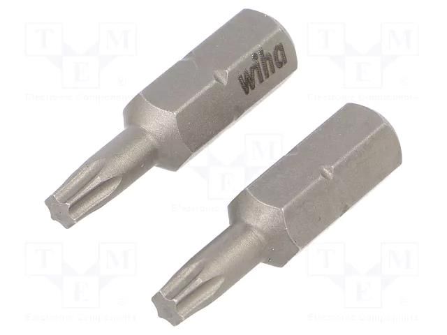 Screwdriver bit; Torx®; TX15; Overall len: 25mm; 2pcs; STANDARD WIHA WIHA.08422