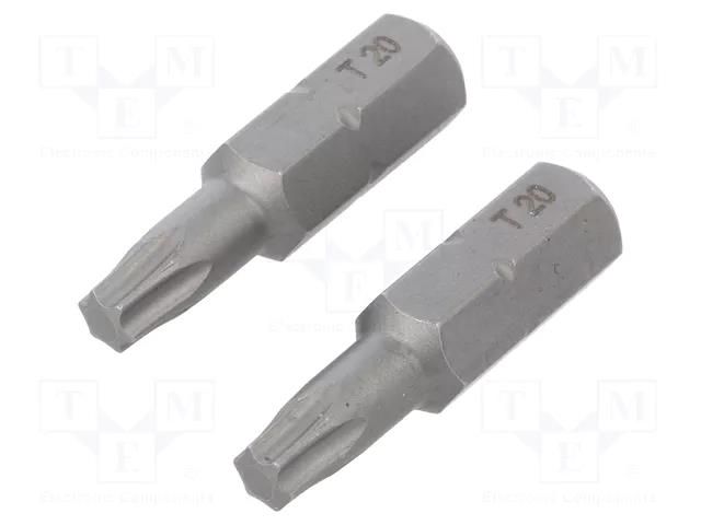 Screwdriver bit; Torx®; TX20; Overall len: 25mm; 2pcs; STANDARD WIHA WIHA.08423