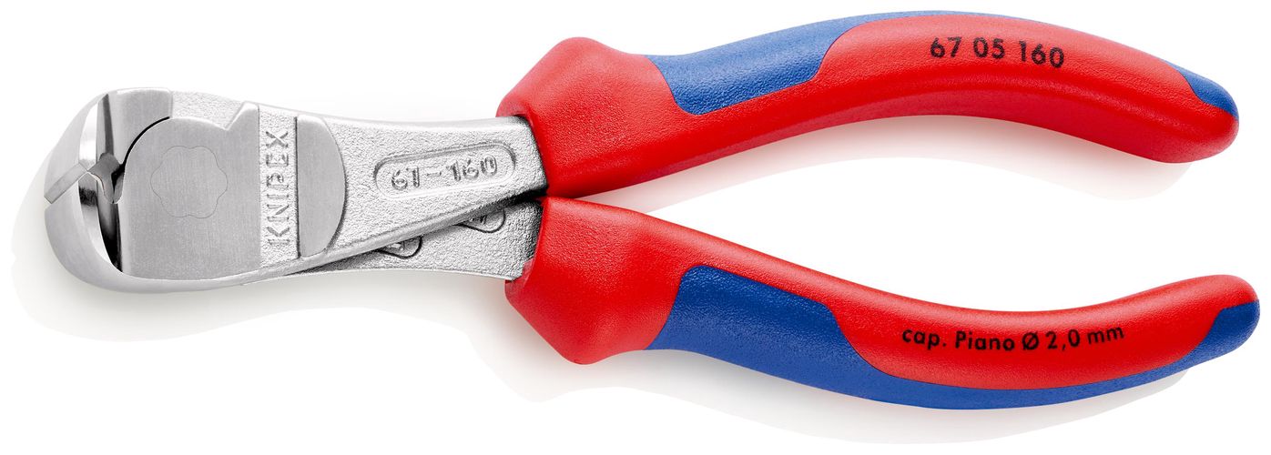 KNIPEX 67 05 160 High Leverage End Cutting Nipper with multicomponent handles chrome-plated 160 mm 67 05 160 4003773017936