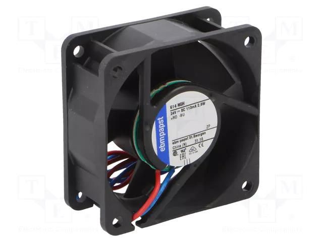 Fan: DC; axial; 24VDC; 60x60x25mm; 56m3/h; 43dBA; slide EBM-PAPST 614NGH