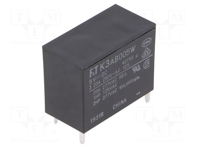 Relay: electromagnetic; SPST-NO; Ucoil: 5VDC; 25A; max.250VAC; PCB FCL Components FTR-K3AB005W