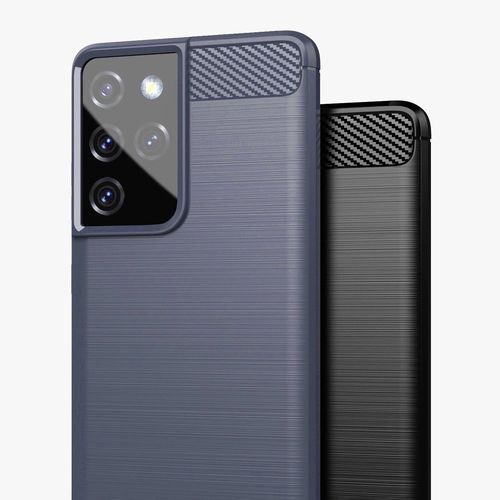 Carbon Case Flexible Cover TPU Case for Samsung Galaxy S21 Ultra 5G blue, Hurtel 5907769324093 5907769324093